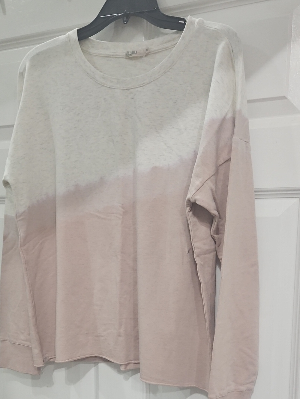 Malibu Long Sleeve Dip-Dye Top in Cream,pink & Grey